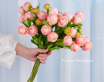 Small Ranunculus Stem | High Quality Artificial Flower | DIY | Floral | Wedding/Home Decoration | Gifts - Baby Pink