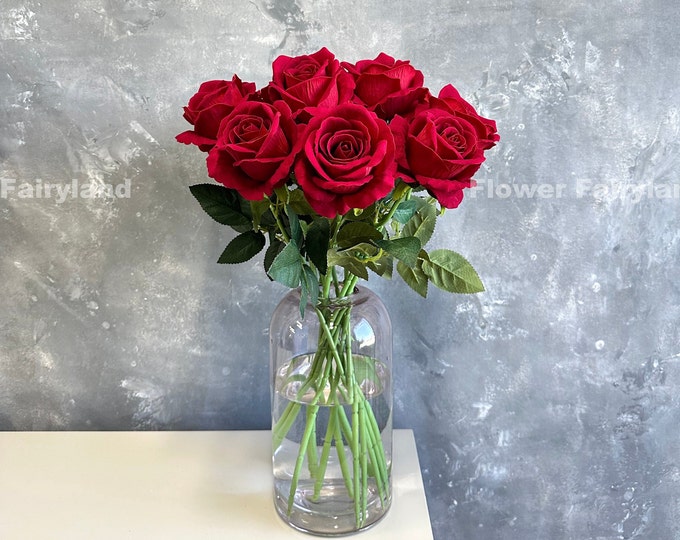 Faux Rose - Artificial Flower - Red