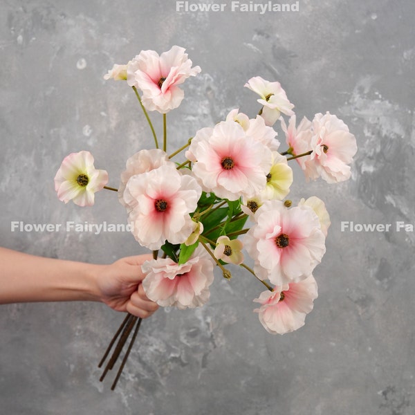 Faux Ranunculus Butterfly Stem | High Quality Artificial Flower | DIY Floral | Wedding/Home Decoration | Gifts - Pink