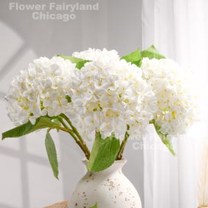 Faux Hydrangea Stem - Artificial Flower - White