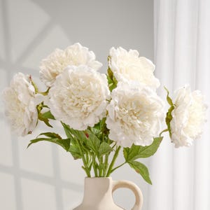 Peonía de tacto real - Flor artificial - Blanca
