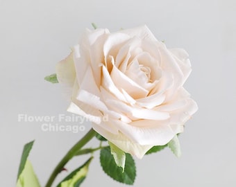 Faux Rose Stem - Artificial Flower - Cream