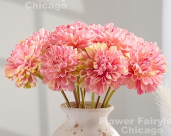 6 Stems Dahlia Bouquet | High Quality Artificial Flower | DIY Floral | Wedding/Home Decoration | Gifts - Blush Pink