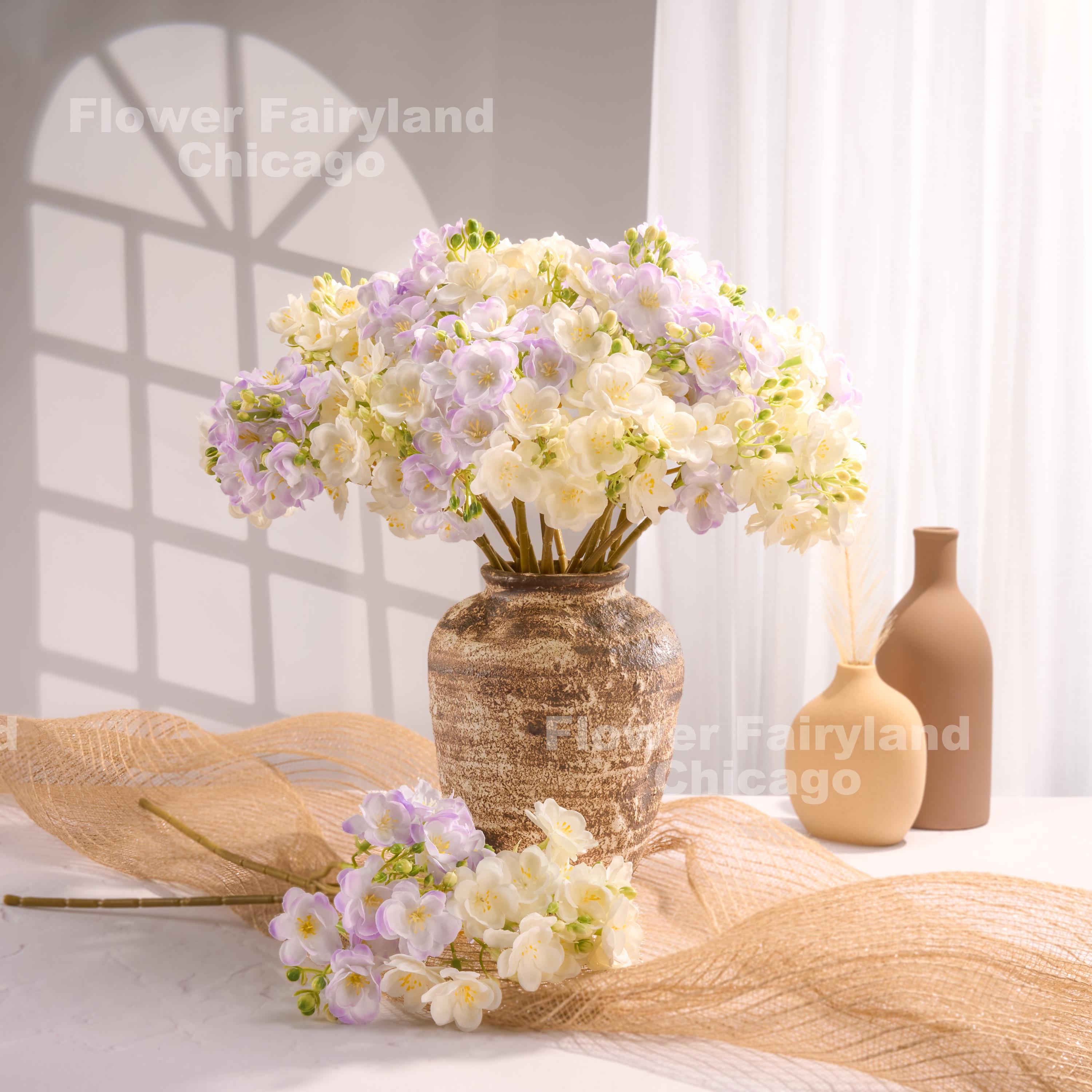 SMLJFO 4 Pcs Artificial Flowers Orchids Silk Fake Flowers, 39.4 in Fake Fau SMLJFO 4Pcs Artificial Flowers Artificial Poppies Bush Fake Silk