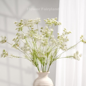 31“ Faux Queen Anne&#39;s Lace Plant Stem - Artificial Flower - White