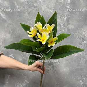 37&quot; Faux Plumeria Frangipani - Artificial Flower - Yellow