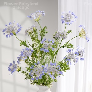 38&quot; Faux Orlaya Lace Flower Branch - Artificial Flower - Sky Blue