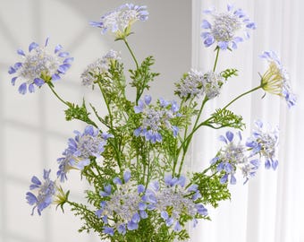 38" Faux Orlaya Lace Flower Branch - Artificial Flower - Sky Blue