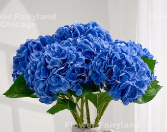 Real Touch Huge Hydrangea Stem - Artificial Flower - Dark Blue