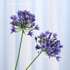 29” Faux Agapanthus Africanus Stem, Lily of the Nile Bloulelie - Artificial Flower - Blue