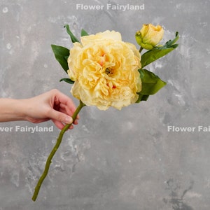 Dried Look Huge Peony with Bud Stem High Quality Artificial Flower Centerpieces DIY Floral Wedding/Home Decoration Gifts Yellow image 2