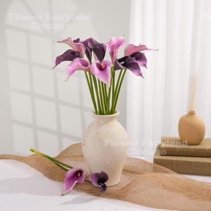 20" Natural Touch Faux Calla Lily - Artificial Flower - Dark Purple Mixed Color Bouquet