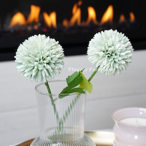 Set di 2 - Stelo di palla di crisantemo finto / Fiore artificiale / Decorazione per matrimonio/casa / Regali - Menta (set di 2)