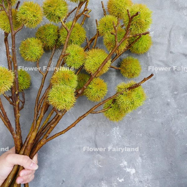 27" Faux Chestnut Branch | 5 Chestnut Balls | Artificial Plant | DIY Floral | Centerpieces | Home Decoration | Gifts