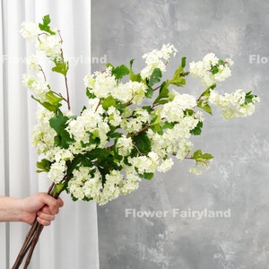 Faux Snowball Flower Bouquet | Snowball Stem | High Quality Artificial Flower | DIY | Wedding/Home Decoration | Gifts -White -Light Green