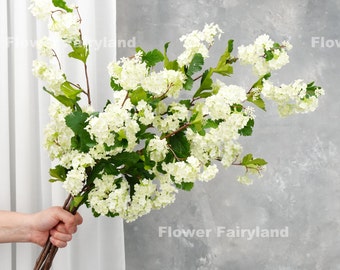 Faux Snowball Flower Bouquet | Snowball Stem | High Quality Artificial Flower | DIY | Wedding/Home Decoration | Gifts -White -Light Green