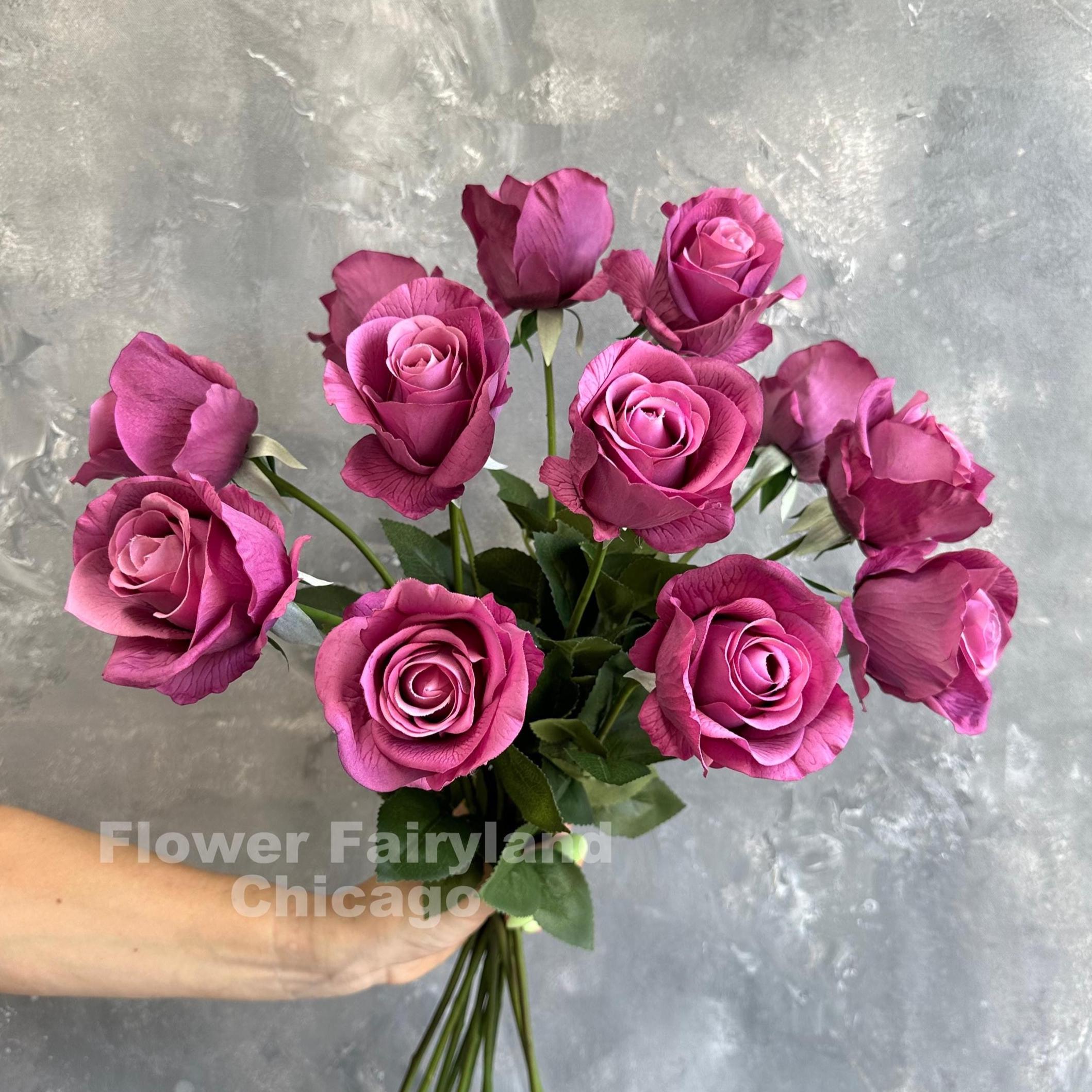 Bocciolo Di Rosa Artificiale Real Touch Con Stelo – Fiore In Seta 35cm – Scegli Quantità - Foto 3