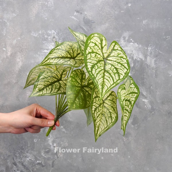 Faux Angel Wings Plant | Caladium | Artificial Plant | 12 Leaves | Wall/Pot/Home Decoration | DIY | Greenery | Floral | Gifts