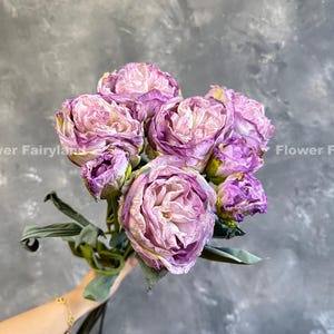 32&quot; 8 Stems Dried Look Peony and Rose Bouquet - Artificial Flower - Light Purple
