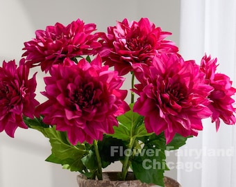 Real Touch Dahlia Stem - Artificial Flower - Rapsberry
