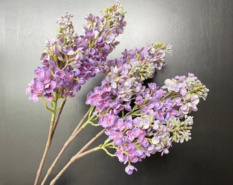 Real Touch Lilac Flower Stem | Artificial Flower | DIY | Floral | Wedding/Home Decoration | Gifts - Purple