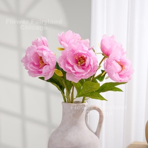 Faux Peony Flower | High Quality Artificial Flower | DIY | Floral | Centerpieces | Wedding/Home Decor | Gifts - Pink