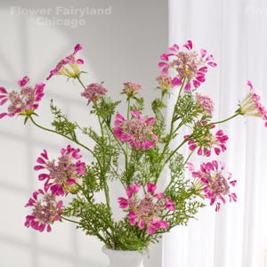 38&quot; Faux Orlaya Lace Flower Branch - Artificial Flower - Bright Fuchsia