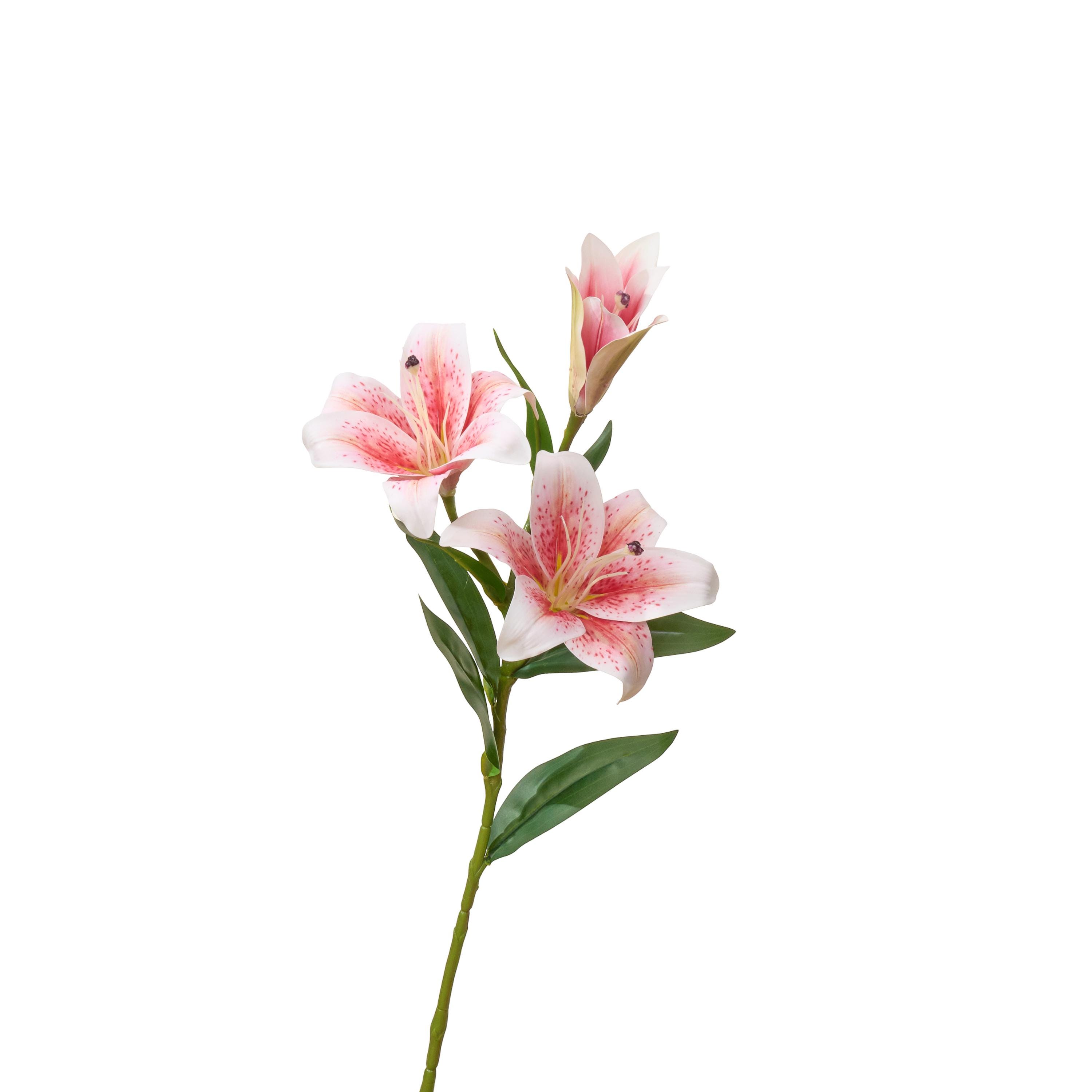 造花 ユリ ピンクホワイト 3本セット 3輪の造花ユリ - 人工花 - ピンクドット - Etsy 日本