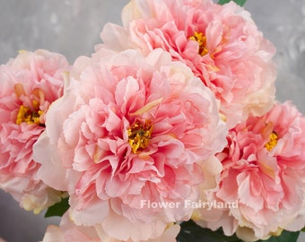 5 Huge Heads Peony Bouquet | High Quality Artificial Flower | DIY Floral | Wedding/Home Decoration | Gifts - Pink