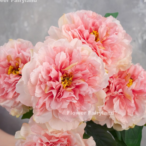 5 Huge Heads Peony Bouquet | High Quality Artificial Flower | DIY Floral | Wedding/Home Decoration | Gifts - Pink