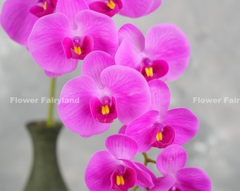 38" Real Touch 9 Heads Orchid Stem | High Quality Artificial Flower | Floral | Centerpiece | Wedding/Home Decoration | Gifts - Fuchsia