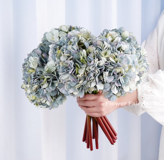Hortensias secas de seda, hortensias artificiales, centros de mesa vintage,  ramos de novia de boda de seda DIY -  España
