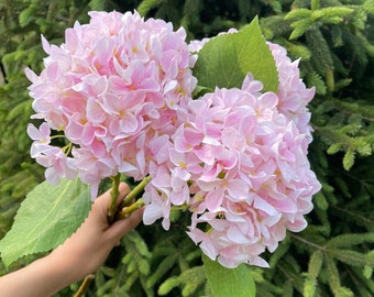 Realistic Hydrangea Stem | High Quality Artificial Flower | DIY | Floral | Wedding/Home Decoration | Gifts - Light Pink