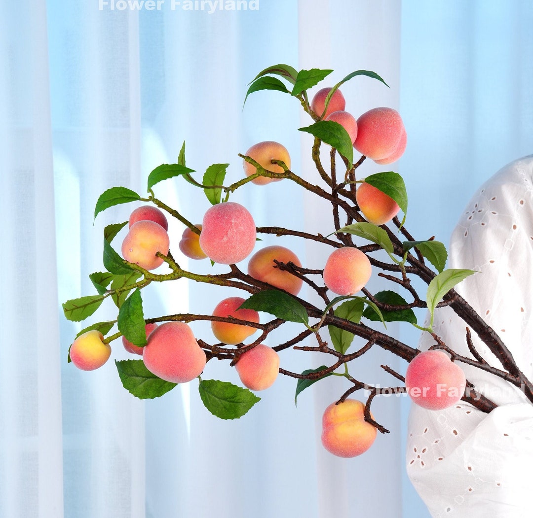 28 Faux Peach Stem 9 Peaches Artificial Fruit Plant Etsy