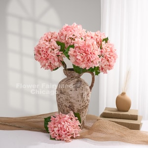 24“ Real Touch Large Head Hydrangea - Artificial Flower - Soft Peachy Pink
