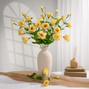 3 Heads Faux Lisianthus Stem - Artificial Flower - Yellow image 2