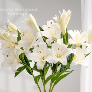 Faux lys 3 têtes - Fleur artificielle - Blanc