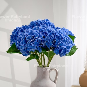 Real Touch Huge Hydrangea Stem | Extremely Realistic Artificial Flower | DIY Floral | Wedding/Home Decoration | Gifts - Dark Blue