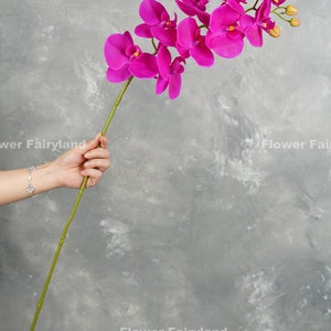 38 Real Touch 9 Heads Orchid Stem High Quality Artificial Flower DIY Floral Centerpiece Wedding/Home Decoration Gifts Magenta image 2