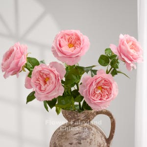 Real Touch - Fiore artificiale con testa enorme di rosa inglese - Rosa