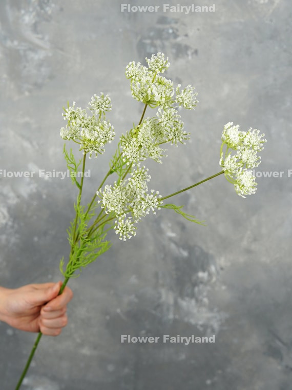 Afloral Artificial Flowers White Fake Queen Anne Wildflowers – 33