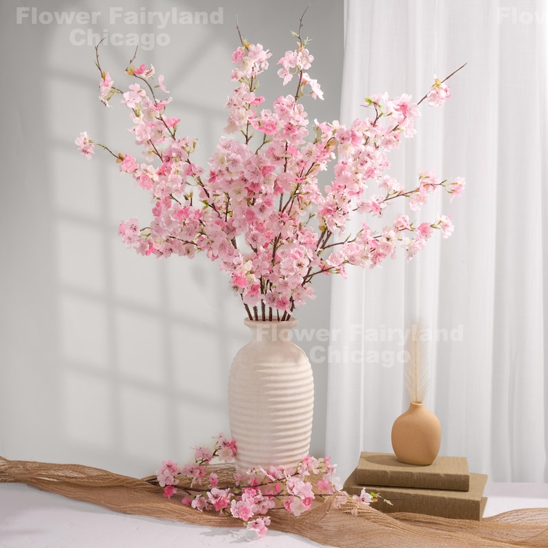 42“ Faux Cherry Blossom - Artificial Flower - Pink image 1