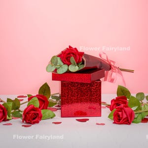 The Statement Rose: Single Red Real Touch Rose Bouquet - Artificial Flower - Valentine&#39;s Day Special
