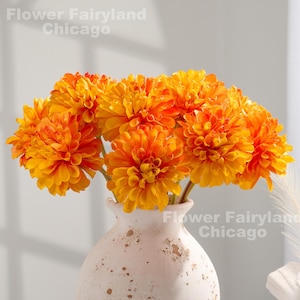 Faux Dahlia Bouquet - Artificial Flower - Orange