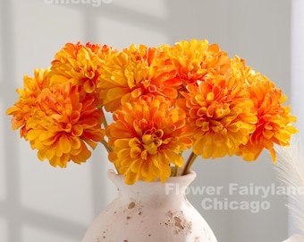 Faux Dahlia Bouquet - Artificial Flower - Orange