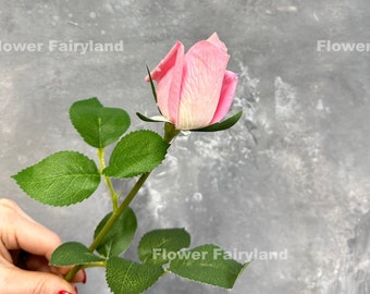 Tallo de capullo de rosa de látex de tacto real/flor artificial de alta calidad/bricolaje/floral/boda/decoración del hogar/regalos - rosa