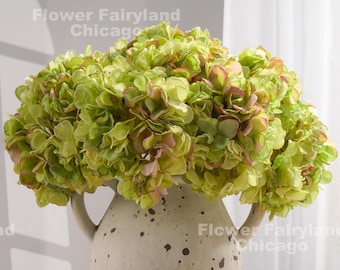 3 Stems Dried Look Hydrangea Bundle - Artificial Flower - Green