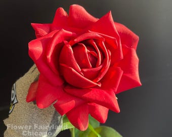 リアルな造花の赤いバラの茎、リアルな触感のバラ、DIYフラワー