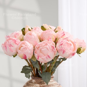 9 Stems Dried Look Peony Bouquet - Artificial Flower - Pink