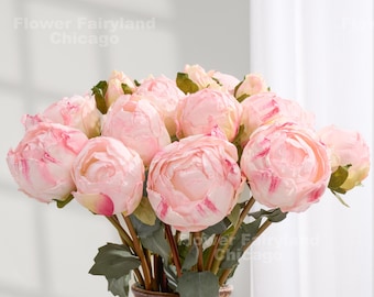 9 Stems Dried Look Peony Bouquet - Pink